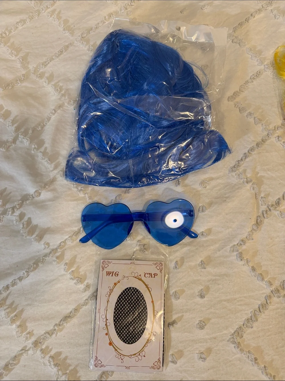 Colorful Party Wig and Heart Sunglasses Set - Blue, Yellow, Pink, Green